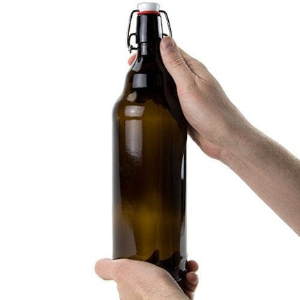 33 oz. Grolsch Glass Beer Bottles, Quart Size – Airtight Swing Top Seal Storage for Home Brewing of Alcohol, Kombucha Tea, & Homemade Soda by Cocktailor (12-pack)