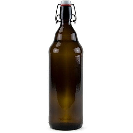 33 oz. Grolsch Glass Beer Bottles, Quart Size – Airtight Swing Top Seal Storage for Home Brewing of Alcohol, Kombucha Tea, & Homemade Soda by Cocktailor (12-pack)