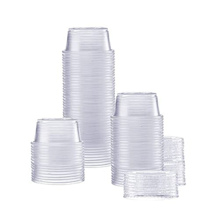 Comfy Package [100 Sets - 2 oz.] Plastic Portion Cups With Lids, Souffle Cups, Jello Shot Cups