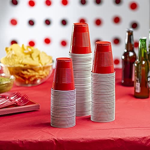 Comfy Package 2 Oz Plastic Shot Glasses Disposable Party Cups, Red