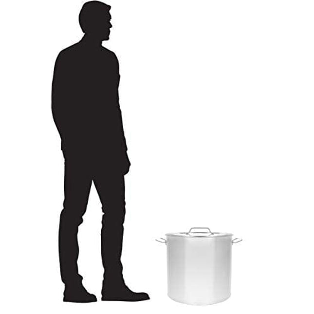 CONCORD Polished Stainless Steel Stock Pot Brewing Beer Kettle Mash Tun w/ Flat Lid (30 QT)