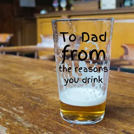 To Dad From The Reasons You Drink Combo Set - Funny Beer Glass and Whiskey Scotch Glass - Fathers Day Gift, Birthday, Christmas, or Valentines for Men - For Dad, Grandpa, Stepdad, Best Dad Ever