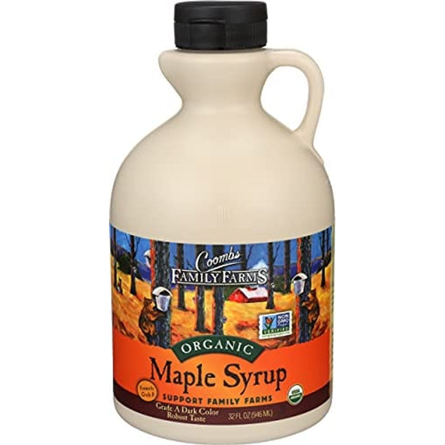 Coombs Family Farms Maple Syrup, Organic, Grade A, Dark Color, Robust Taste, 32 Fl Oz