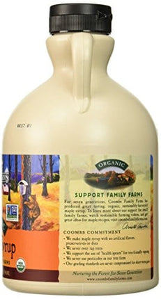 Coombs Family Farms Maple Syrup, Organic, Grade A, Dark Color, Robust Taste, 32 Fl Oz
