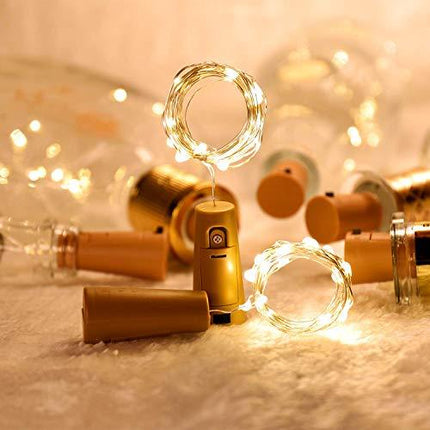 Cooo 15 Lamp Sets Wine Bottle Lights with Cork 20Led, LED Fairy Lights Battery Energized, DIY Gifts for Room Party Christmas Halloween Wedding Birthday Dinner Bar Decor -Warm White(+20 Party Decal)