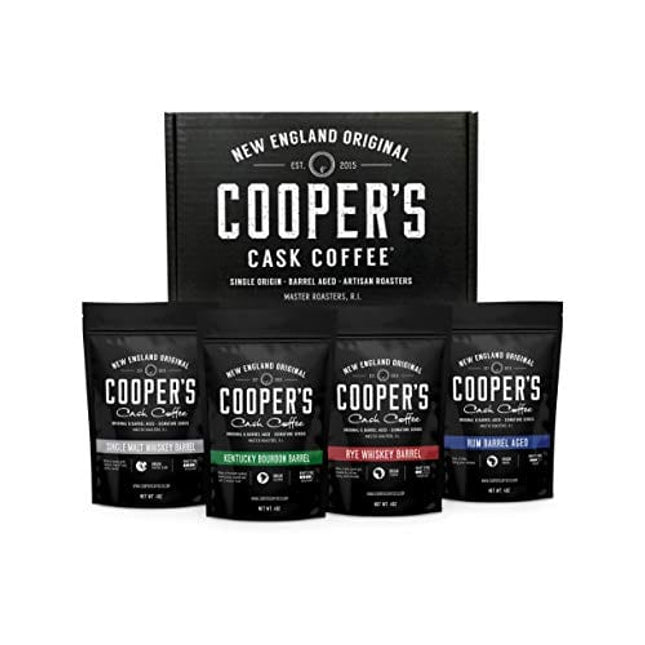 Bourbon Barrel Aged Coffee Whole Bean Set, Single Origin Sumatra Whiskey, Ethiopian Rye, Rwanda Rum Roasted Coffee Beans (Whole Bean)