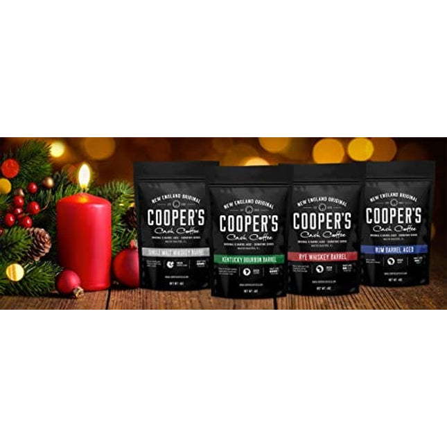 Bourbon Barrel Aged Coffee Whole Bean Set, Single Origin Sumatra Whiskey, Ethiopian Rye, Rwanda Rum Roasted Coffee Beans (Whole Bean)