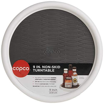 Copco Non-Skid Pantry Cabinet Lazy Susan Turntable, 9-Inch, White/Gray 2