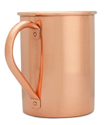 Copper Mules Moscow Mule PURE Copper Mug Handcrafted of 100% Pure THICK Copper - Straight Smooth Finish - RAW Copper Interior - Authentic and Strong Riveted Handle - Holds 16 ounces