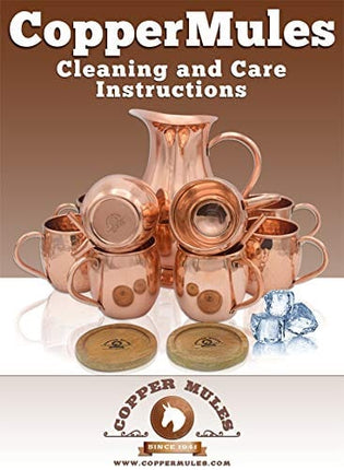 Copper Mules Moscow Mule PURE Copper Mug Handcrafted of 100% Pure THICK Copper - Straight Smooth Finish - RAW Copper Interior - Authentic and Strong Riveted Handle - Holds 16 ounces