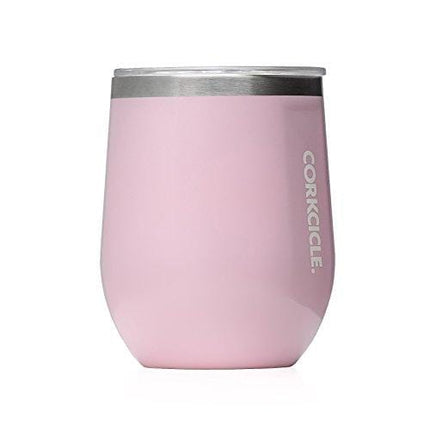 Corkcicle 12 oz Triple-Insulated Stemless Glass (Perfect for Wine) - Gloss Rose Quartz