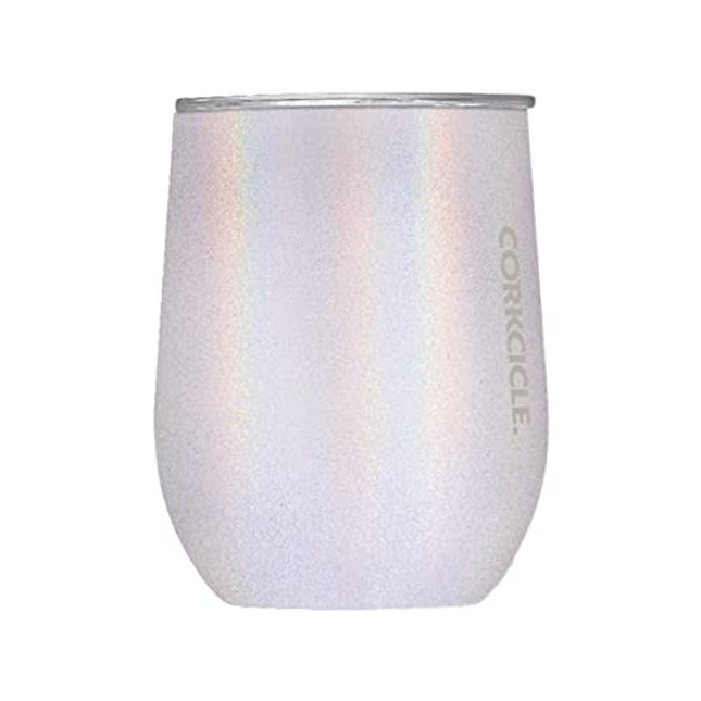 Corkcicle Stemless Wine Glass Tumbler with Lid, Insulated Travel Cup,Perfect for Mother's Day, Sparkle Unicorn Magic, 12 oz