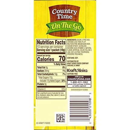 Country Time Sugar Sweetened Lemonade On-The-Go Powdered Drink Mix 60 Count
