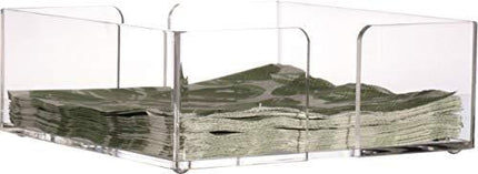 Cq acrylic Clear Sticky Note Holder and Napkin Holder Rack,Towel Holder in Clear,Cocktail Napkin Holder,Freestanding Tissue Dispenser For Table,5.5"x 5.5"x 2.5"