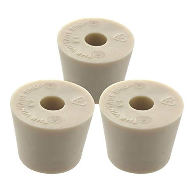 Craft A Brew 3827 Drilled Rubber Stopper #6 (Set of 3)
