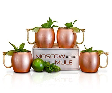 Craft Cocktails - Handmade Copper Moscow Mule Mugs with Gift Box (Set of 4, 16 Oz., Smooth)