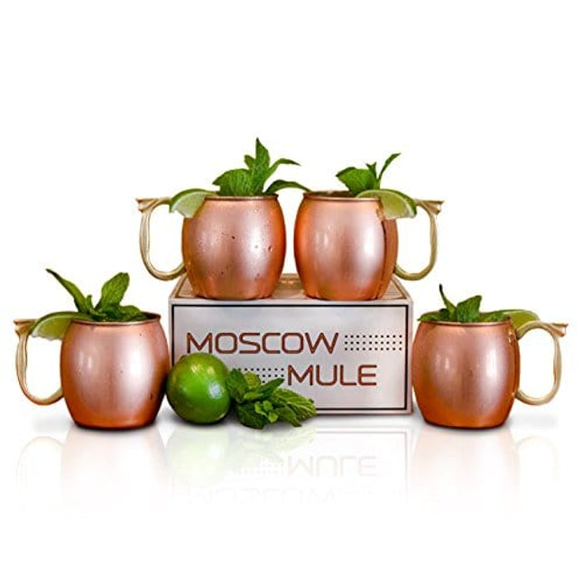 Craft Cocktails - Handmade Copper Moscow Mule Mugs with Gift Box (Set of 4, 16 Oz., Smooth)