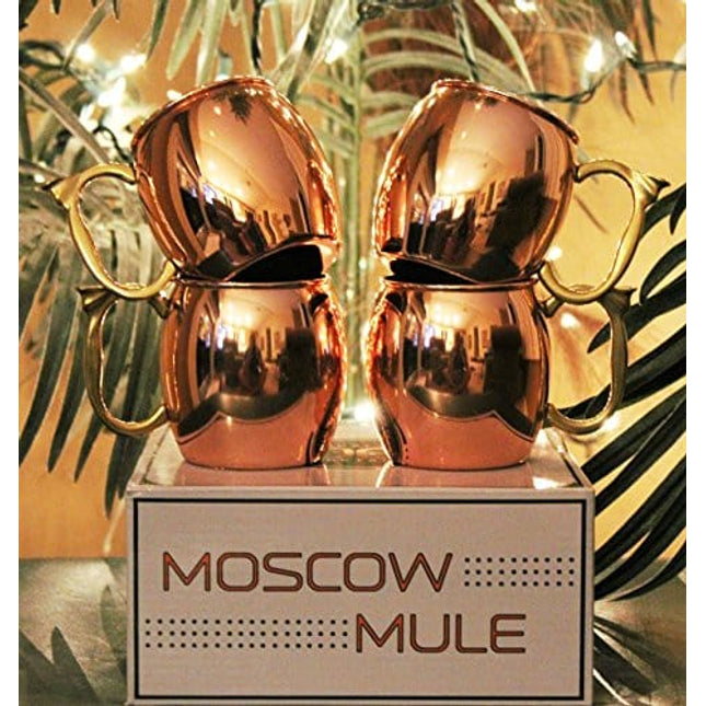 Craft Cocktails - Handmade Copper Moscow Mule Mugs with Gift Box (Set of 4, 16 Oz., Smooth)