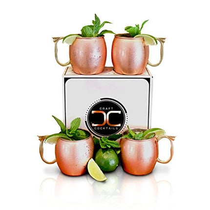 Craft Cocktails - Handmade Copper Moscow Mule Mugs with Gift Box (Set of 4, 16 Oz., Smooth)