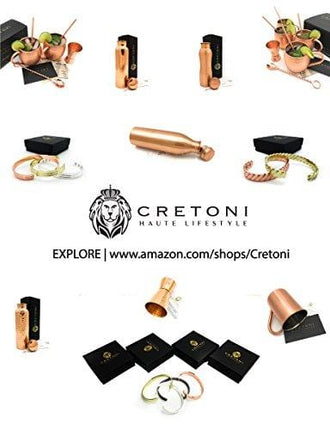 Cretoni Professional Crystal Glass Bar Mixing Set - 1 Crystal Mixing Glass, 1 Jigger, 1 Bar Spoon, 1 Hawthorne Strainer (Copper)