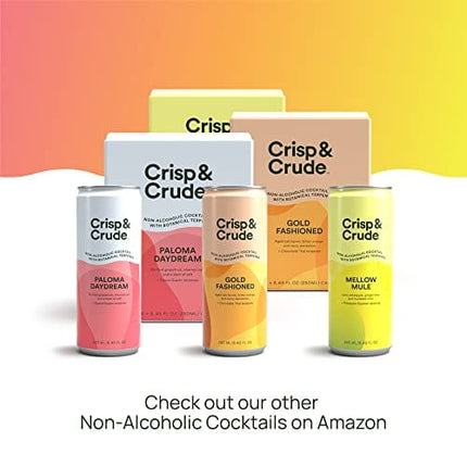Crisp & Crude | Gold Fashioned | Canned Non Alcoholic Cocktail | Botanicals | Low Calorie, Low Sugar, Vegan, Keto, Gluten Free, Safe to Drink While Pregnant | 12 Cans | 8.45 Fl Oz Each