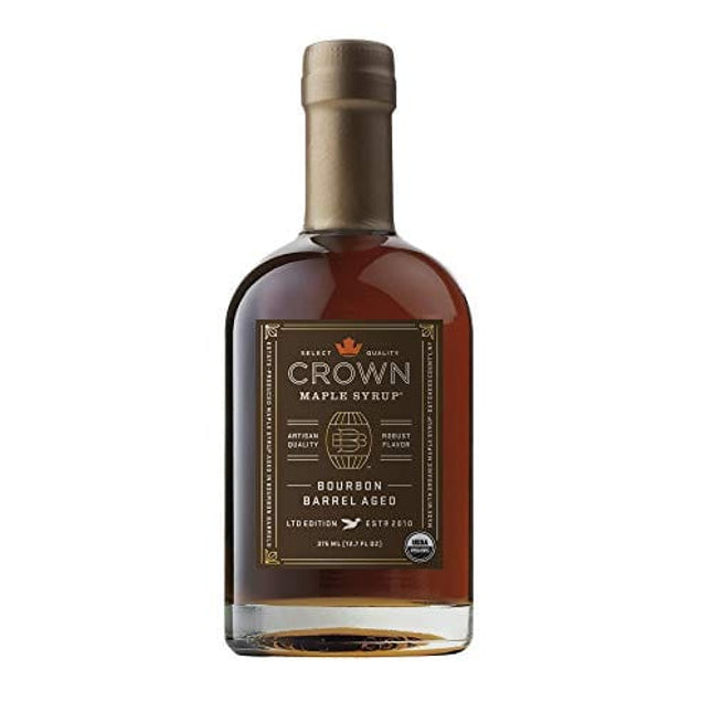 Crown Maple Bourbon Barrel Aged Organic Maple Syrup, 12.7 Fl Oz, Pancakes, Flavor Cocktails, Marinades and Sauces