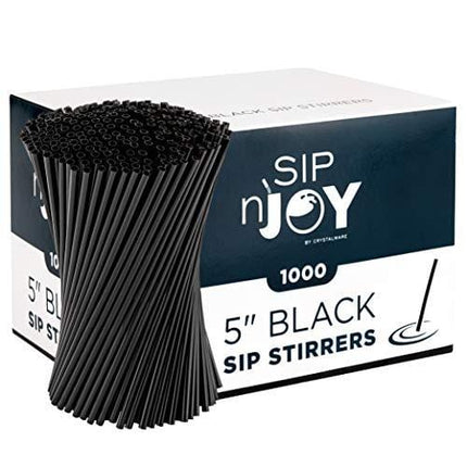 Coffee Stirrers Sticks, Disposable Plastic Drink Stirrer Sticks, 1000 Stirrers, One Of The Primary Bar Accessories For Drinks, Use It As A Coffee Straws Or A Cocktail Mixers, Black 5-Inch (Pack of 1)