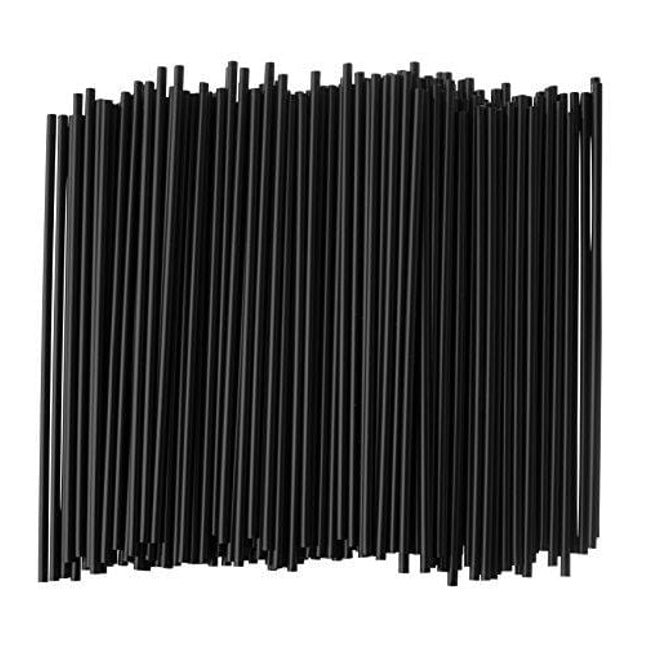 Crystalware, Large Plastic Stir Straw, Sip Stirrer, For Coffee and Cocktail, 8 Inches Long, 500/Box, (Black)