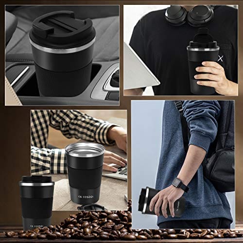 Stainless Steel Vacuum Insulated Coffee Travel Mug for Ice Drink & Hot  Beverage, Double Wall Travel Tumbler Cups with Spill Proof Lid, Car Thermos