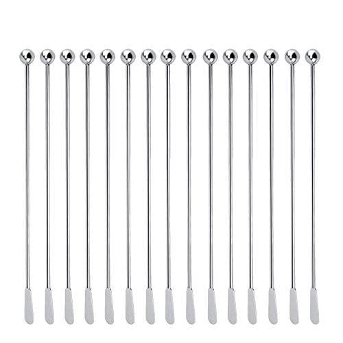 Jsdoin Stainless Steel Coffee Beverage Stirrers Stir Cocktail Drink Swizzle  Stick with Small Rectangular Paddles (5 silver)
