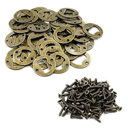 Cyful 100pcs 40mm Wall Mounted Bottle Opener Round with Screws for Beer Cap Coke Bottle, Bronze