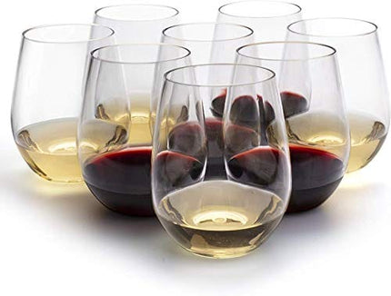 Unbreakable Wine Glasses - 100% Tritan - Shatterproof, Reusable, Dishwasher Safe (Set of 8 Stemless) by D'Eco