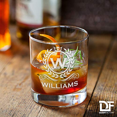 Personalised Engraved Scotch Glass - Custom Initials, Premium European Glass, 9cm Tall, Ideal Bourbon Whiskey Gift
