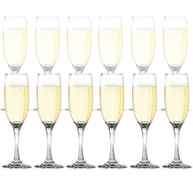 Dailyware Toasting Flutes (Set of 12), Elegant Style Glasses, Perfect for Special Occassions