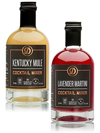 Daniel’s Broiler Cocktail Mixer Collection: Kentucky Mule & Lavender Martini. Straight from our Steakhouse. Just Add Spirits & Garnish, Craft Cocktail Mixers made in Small Batches (2/375 ml bottles)