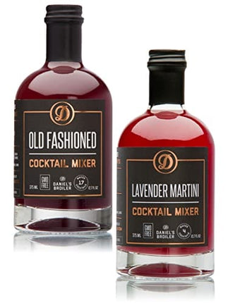 Daniel’s Broiler Cocktail Mixer Collection: Old Fashioned & Lavender Martini. Straight from our Steakhouse. Just Add Spirits & Garnish, Craft Cocktail Mixers made in Small Batches (2/375 ml bottles)