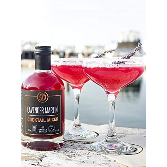Daniel’s Broiler Cocktail Mixer Collection: Whiskey Sour & Lavender Martini. Straight from our Steakhouse. Just Add Spirits & Garnish, Craft Cocktail Mixers made in Small Batches (2/375 ml bottles)
