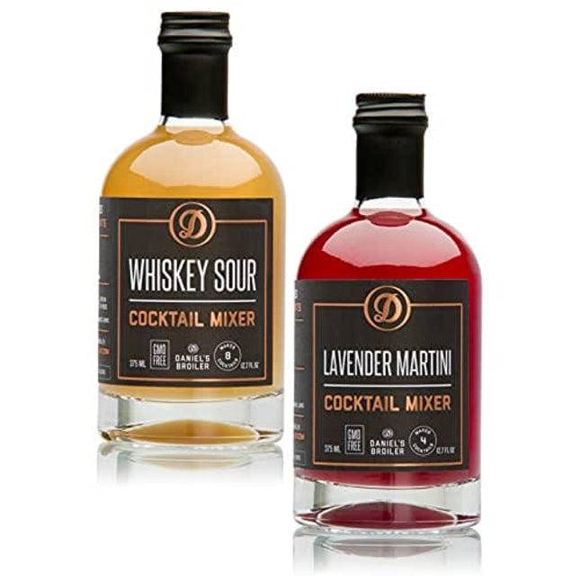Daniel’s Broiler Cocktail Mixer Collection: Whiskey Sour & Lavender Martini. Straight from our Steakhouse. Just Add Spirits & Garnish, Craft Cocktail Mixers made in Small Batches (2/375 ml bottles)