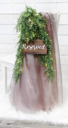 Darware Hanging Wooden Reserved Signs (6-Pack); Rustic Style Wood Signs for Weddings, Special Events, and Functions to Hang on Chairs, in Doorways, or for Aisles and Rows