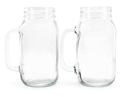 Darware Mason Jar Mugs with Handles (24oz, 4-Pack); Glass Drinking Glasses for Cold Beverages, Decoration, Storage, Party Favors, Cocktails, Floats, Centerpieces and more