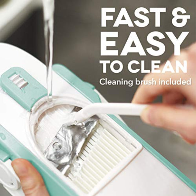 DASH Safe Slice Mandoline for Vegetables, Meal Prep & More with Thickness Adjuster, Aqua