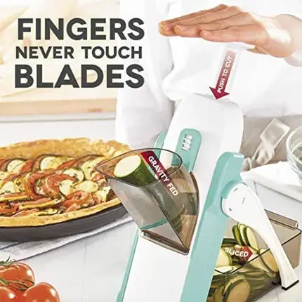 DASH Safe Slice Mandoline for Vegetables, Meal Prep & More with Thickness Adjuster, Aqua