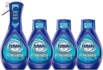Dawn Platinum Powerwash Dish Spray, Dish Soap, Fresh Scent Bundle, 1 Spray (16oz) + 3 Refills (16oz ea)