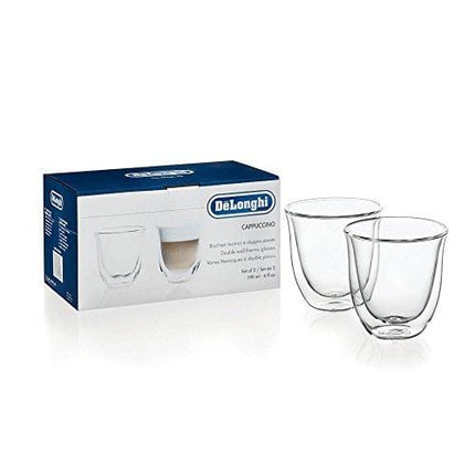 DeLonghi Double Walled Thermo Cappuccino Glasses, 6 fl oz, Set of 2 -