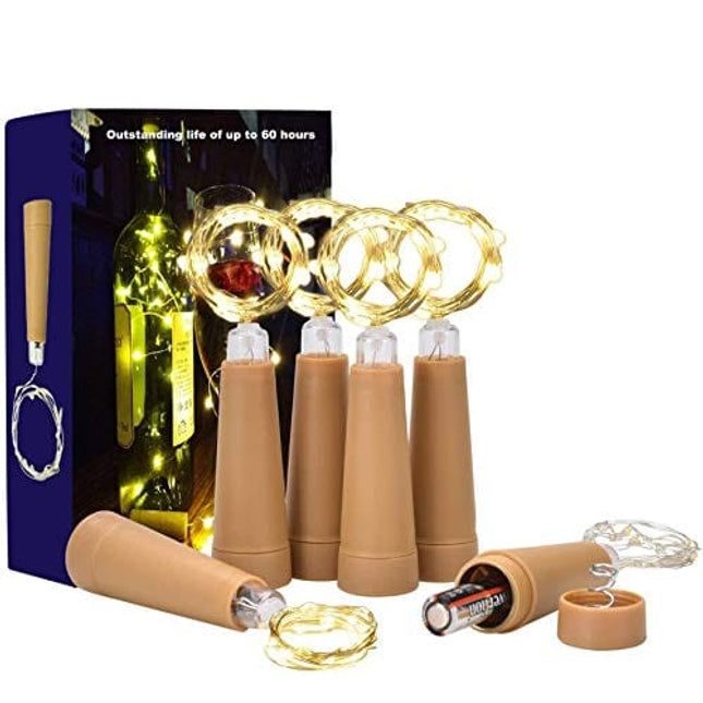 DealKits (6 Pack) Wine Bottle Cork Lights, 1 AAA Battery Operated LED Outdoor Indoor String Lights Warm White Fairy Lights for Bedroom, DIY, Party, Decoration, Christmas, Halloween, Wedding, 2.5ft