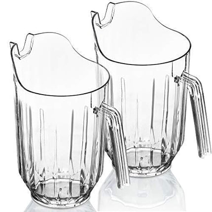 DecorRack 2 Crystal Clear Plastic Pitcher Beverage Dispenser with Pour Spout Shatterproof Catering and Restaurant Serveware for Cold Drinks, Water, Lemonade, Beer, and Sangria, 7 Cup Capacity (2 Pack)