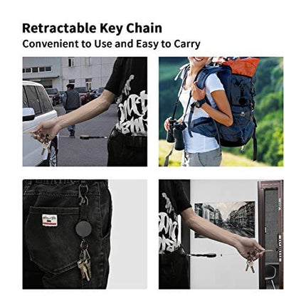 DELSWIN Retractable Keychain Carabiner Key Holders - Heavy Duty Retractable Key Chain Badge Reel Clip with Steel Cable, Key Ring, Lobster Clasps for Office Work (Pack of 2)