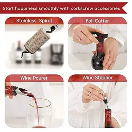 Wine Bottle Opener Rabbit Corkscrew Set-[2020 Upgraded] Demenades Wine Opener Kit With Foil Cutter,Wine Stopper And Extra Spiral,Professional Grade-Silver