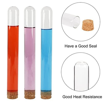DEPEPE 12pcs 80ml Glass Test Tubes 25×200mm with Cork Stoppers and 1 Brush for Bath Salts Storage, Plant Propagation, Party Decoration