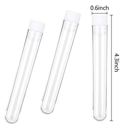 DEPEPE 60pcs Clear Plastic Test Tubes with Caps and Rack, 16 x 100mm, for Scientific Experiments, Beads Liquid Storage Containers, Scientific Theme Party Decorations